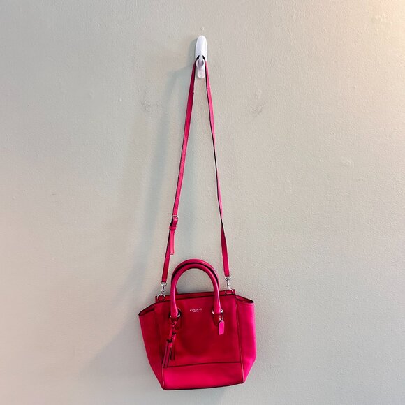 Coach Legacy Mini Tanner Satchel Bag Pink Scarlet Purse Leather Tassel Handbag - Picture 7 of 8